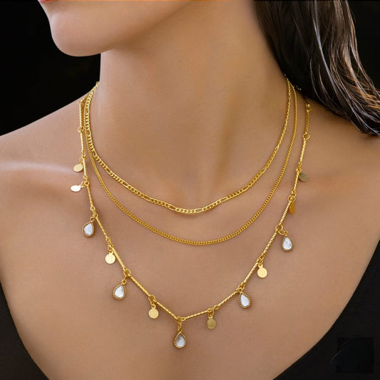 Skyora Anti-Tarnish Triple Layer Chain Necklace