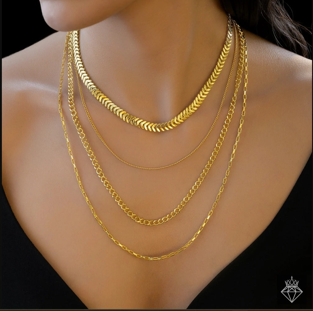 Skyora Anti-Tarnish Four-Layer Chain Necklace